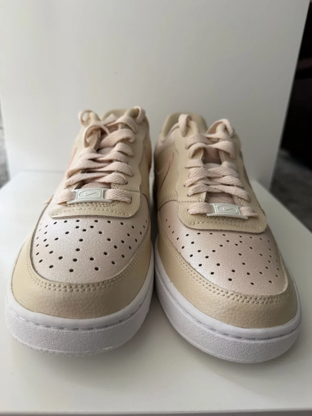 NIKE Women’s Court Vision Low Premium Sneakers-Size 8-Pearl White/Sail Metallic